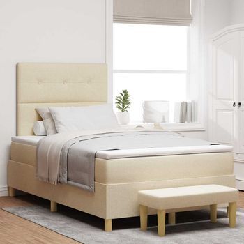 Vidaxl Cama Tipo Box Spring Con Cabecera Crema 200 X 120 Cm Tela