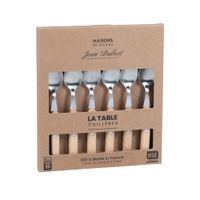 juego de 6 cucharillas de acero inoxidable y madera de haya