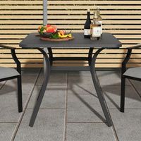 mesa cuadrada metal 80 cm 4 patas curvas exterior para 4 personas comedor patio gris cfw98698
