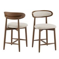 set de 2 taburetes de bar smartue madera maciza estilo escandinavo 55x55x93 marron