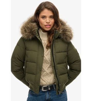 Superdry para mujer. W5011785A Chaqueta Bomber Everest verde (XL), Casual, Poliéster Reciclado, Sostenible