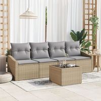 juego de comedor de jardin de 5 piezas con cojines beige de ratan poliester v5300 unico  gris