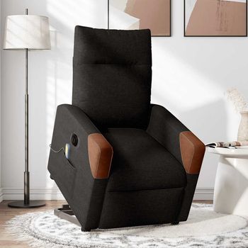 Sillón De Masaje Eléctrico Reclinable Elevable Tela Negro Cfw586028