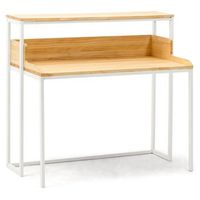 mesa de estudio swindon 120x60x110cm blanca en madera maciza de pino acabado natural estilo nordico industrial box furniture