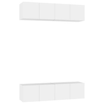 4 Uds Muebles Tv | Mueble De Salón | Armario Tv Madera De Ingeniería Blanco 60x30x30 Cm