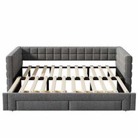 sofa cama 90x200cm - sofa cama con respaldo cuadrado cama extensible hasta 180 queen size 2 cajones sin colchon - gris