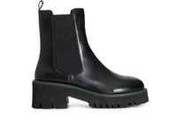 botin de mujer con elastico de piel con suela negra y ribete de color blackgreen