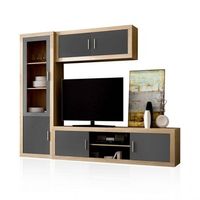 salon modular con gran capacidad de almacenaje 240 cm nuka v1 cambria - grafito 240 x 1932 x 414 cm