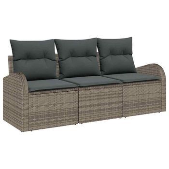 Conjunto De Sofá De Jardín | Mueble De Jardín Gris Ratán Sintético