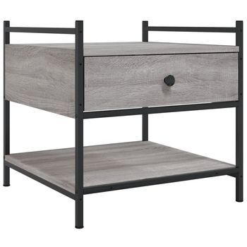 Mesa De Centro 50x50x50 Cm Madera Y Metal Trabajados - Gris