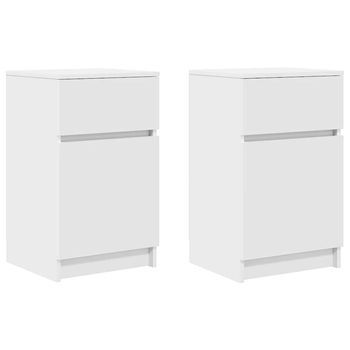 Pack 2 Uds Mesillas De Noche | Mesita De Noche . Madera De Ingeniería Blanca 39x35x65cm