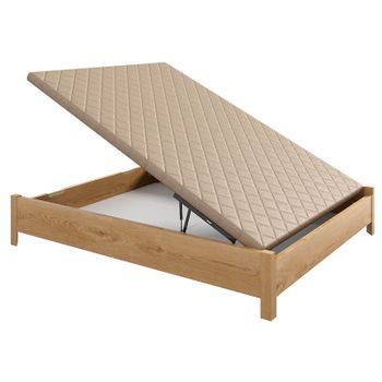 Canapé Abatible Arcón De Madera Con Patas Y Tirador Embutido Altura 34 Cm - Bruma - 150x182 Cm