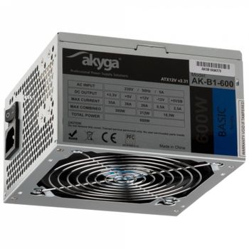 Fuente de Alimentacion Akyga 600W Certificacion 70 Plus Modelo AK-B1-600 Extras ATX no modular