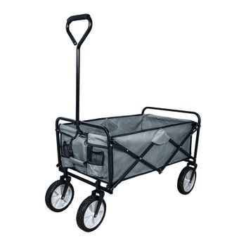 Carrito Plegable Todoterreno 70 Kg Con Ruedas 360° Y Forro Impermeable Gris