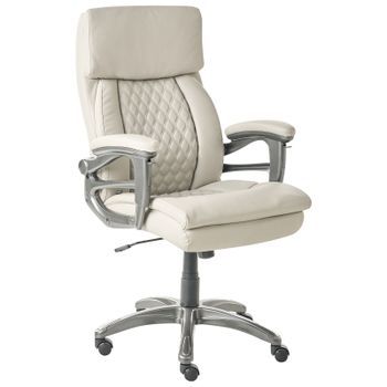 Silla Ejecutiva De Oficina Asiento Inclinable Acolchado Grueso Piel Sintética Beige Gallant