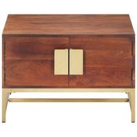 mesa de cafe - mesa de centro madera maciza de acacia marron miel 67x67x45 cm
