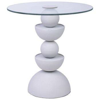 Mesa auxiliar de cristal y metal 45x45x49h cm