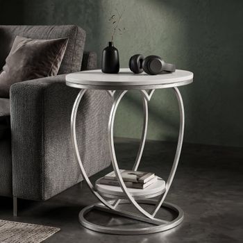 Mesa de centro de metal plateado cm ø 40x45,5