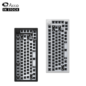 Kit de Teclado Mecánico para Juegos Akko 5075B VIA 75% RGB, 3/5 Pines, Intercambiable en Caliente, Cableado/2.4G/BT 5.0 Inalámbrico, Personalizable, con Perilla y Gasket