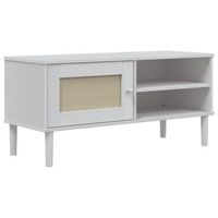 mueble de tv senja aspecto ratan madera pino blanco 106x40x49cm vidaxl