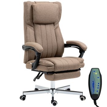 Vinsetto Silla de Oficina Reclinable y Giratoria con 6 Puntos de Masaje Vibratorio con Mando de Control 65x61x105-113 cm Marrón   Aosom España