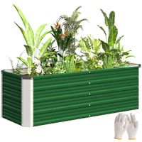 outsunny arriate de jardin de acero con guantes incluidos huerto urbano macetero rectangular para cultivos en terraza verde   aosom espana