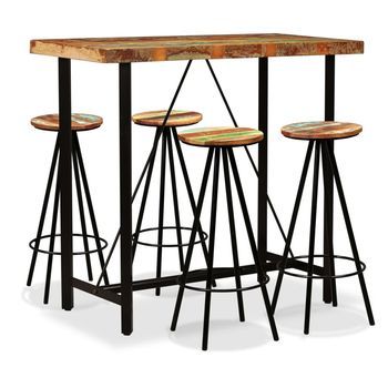 Set De Muebles De Bar 5 Piezas Madera Maciza Reciclada Vidaxl