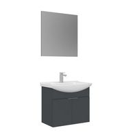 conjunto de mueble con lavabo y espejo 2 piezas  - 65 x 50 x 58 cm - antracita mate