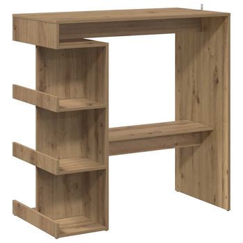 Mesa Bar Con Estante Almacenaje Roble Artisan 100x48x101,5 Cm Vidaxl
