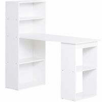 homcom escritorio de oficina mesa de computadora 2 estantes 5 estantes 120x55x120 cm blanco   aosom espana