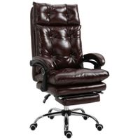 vinsetto silla de oficina silla de oficina ergonomica con altura ajustable respaldo reclinable reposapies retractil marron   aosom espana
