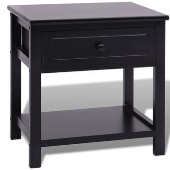 Mesita De Noche De Madera Negro Vidaxl