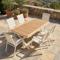 conjunto de mesa y sillas de exterior blanco envejecido