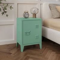 mesa de noche inari acero - verde pastel mate encasa