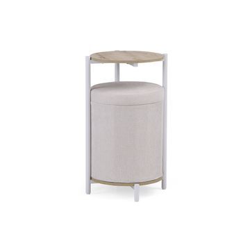 Mesa De Centro Con 2 Pufs Con Espacio De Almacenamiento Nestup 1, Blanco / Roble, De Hjh Living