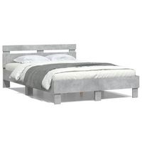 cama matrimonial  cama para adultos  cama con cabecero madera de ingenieria gris hormigon 120x200 cm