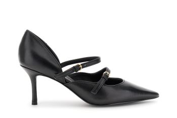 escote de piel con doble tira black