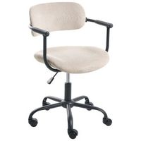 silla de escritorio oficina giratoria con altura ajustable tapizada en tela beige vyra