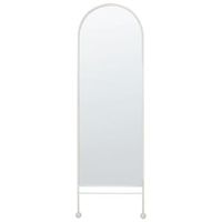 espejo de pared moderno ovalado marco metal hierro decoracion sala de estar 45 x 145 cm blanco jarnages