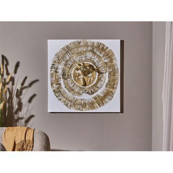 Oleo Con Figura Corredor Atravesando Circulo Oro 80x3x80cm
