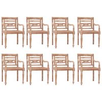 sillas batavia 8 uds madera maciza de teca encalada vidaxl