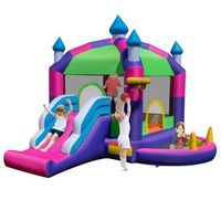 castillo inflable con techo solar tobogan aro de baloncesto juego de lanzamiento de aros y kit de reparacion