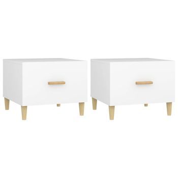 Pack 2 Uds Mesas De Centro，mesa Auxiliar，mesa De Café Madera De Ingeniería Blanco 50x50x40 Cm