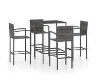 conjunto de bar para jardin 5 piezas ratan sintetico gris