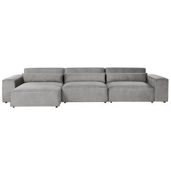 Moderno Sofá Esquinero Modular 3 Plazas Tapizado De Tela Gris Derecho Hellnar
