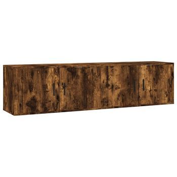 Muebles Para Tv | Mueble De Salón | Gabinete De Tv De Pared 2 Uds Roble Ahumado 80x34,5x40 Cm