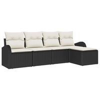 conjunto de sofa de jardin 5 piezas  mueble de jardin negro ratan sintetico