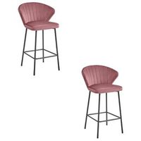 set de 2 taburete de bar terciopelo valora gatta asiento de terciopelo rosa oscuro