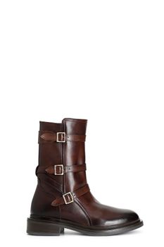 botín mujer piel 3 hebillas dark brown 36