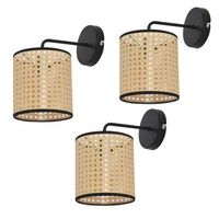 set de 3 lamparas de pared southend moderna 1x e14 40 w metal-plastico 25 x o 16 cm - negro y beige luxpro